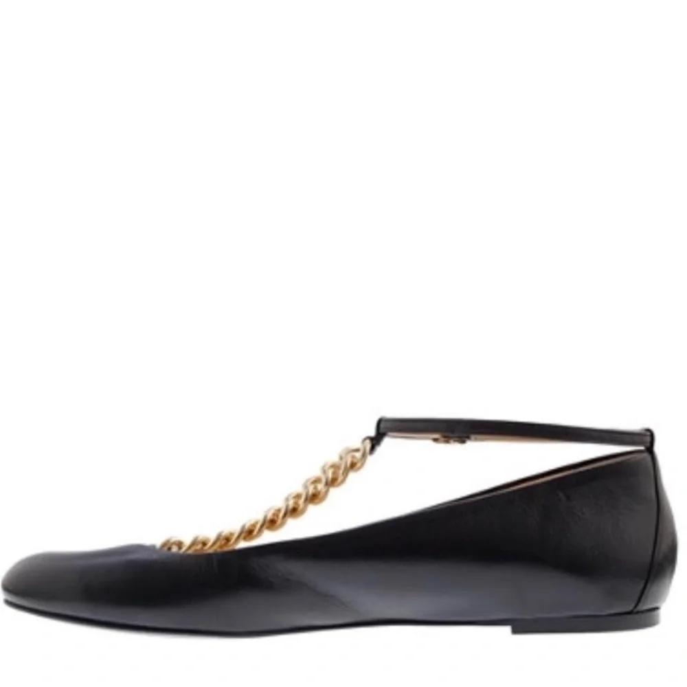 J.Crew Jayne T-Strap Chain Round Toe Flats 6.5